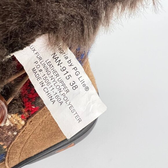 Alegria Nanook Cozy Choco Boots Brown Suede Leather Tribal Faux Fur 38 8 - Picture 9 of 10